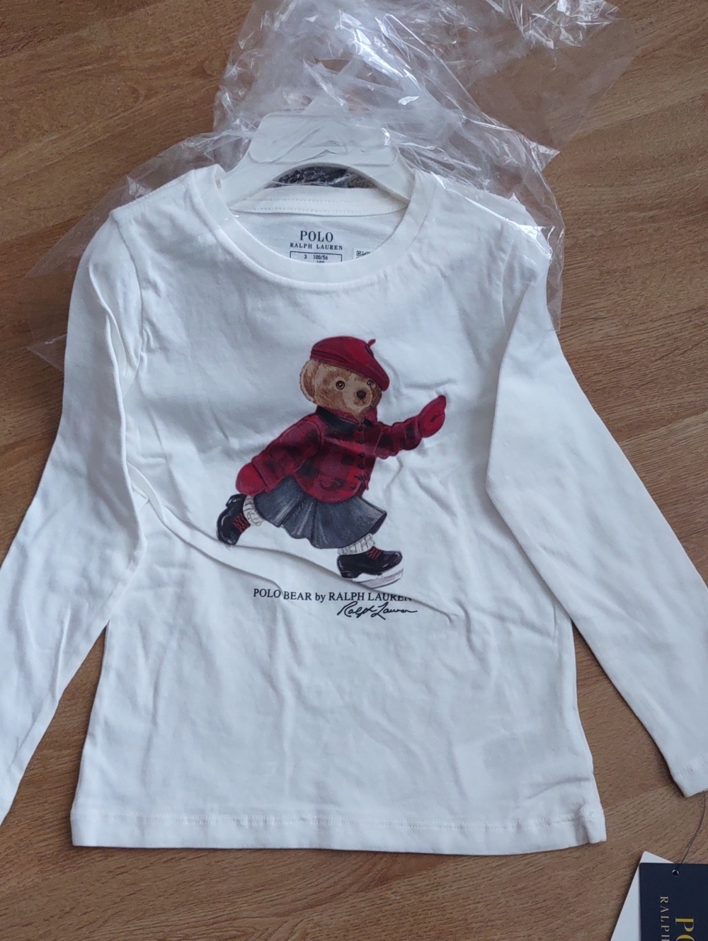 Polo by Ralph Lauren White Long-Sleeve Bear Graphic Tee
